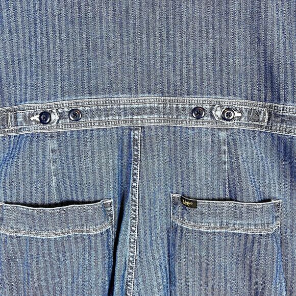 Lee Union Alls  Romper Womens Striped Denim Shortalls One Piece‎ Short Sleeve XL - Picture 4 of 13